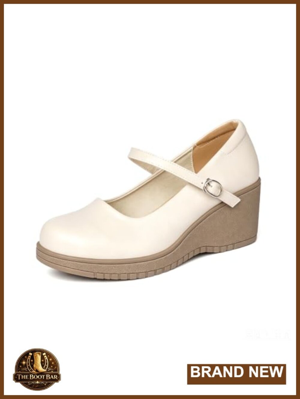 Wedge Heel Faux Leather Mary Janes Business Casual Pumps